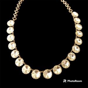 J CREW Rhinestone/Crystal and Gold Statement Necklace.